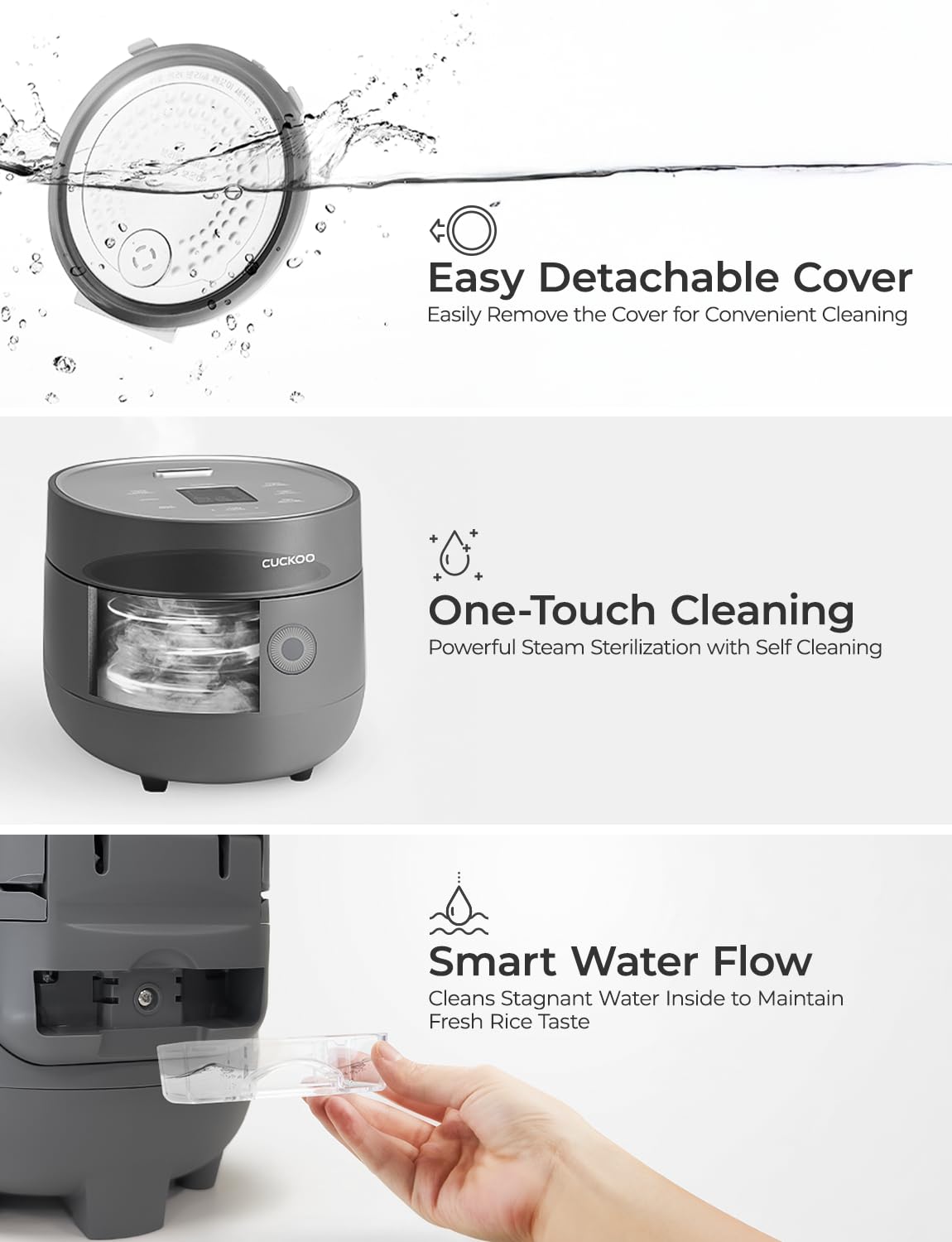 CUCKOO Micom Rice Cooker 6-Cup Uncooked / 12-Cup Cooked with Nonstick Inner Pot, Versatile Rice Maker with 9 Menu Options, Fuzzy Logic Technology, Auto Clean, Quick Rice Mode, Gray (CR-0675FG)