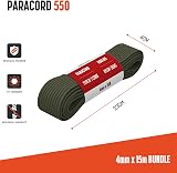 BROTREE 4mm Paracord 550 15M Nylon Rope 7 Strands 250kg Type III Army Green view 2