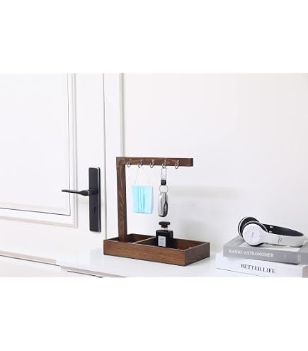 Plateau Porte-Clés En Bois 3 Niveaux - Organisateur Entrée, Bijoux, Parfum - Rangement Table Couloir Commode