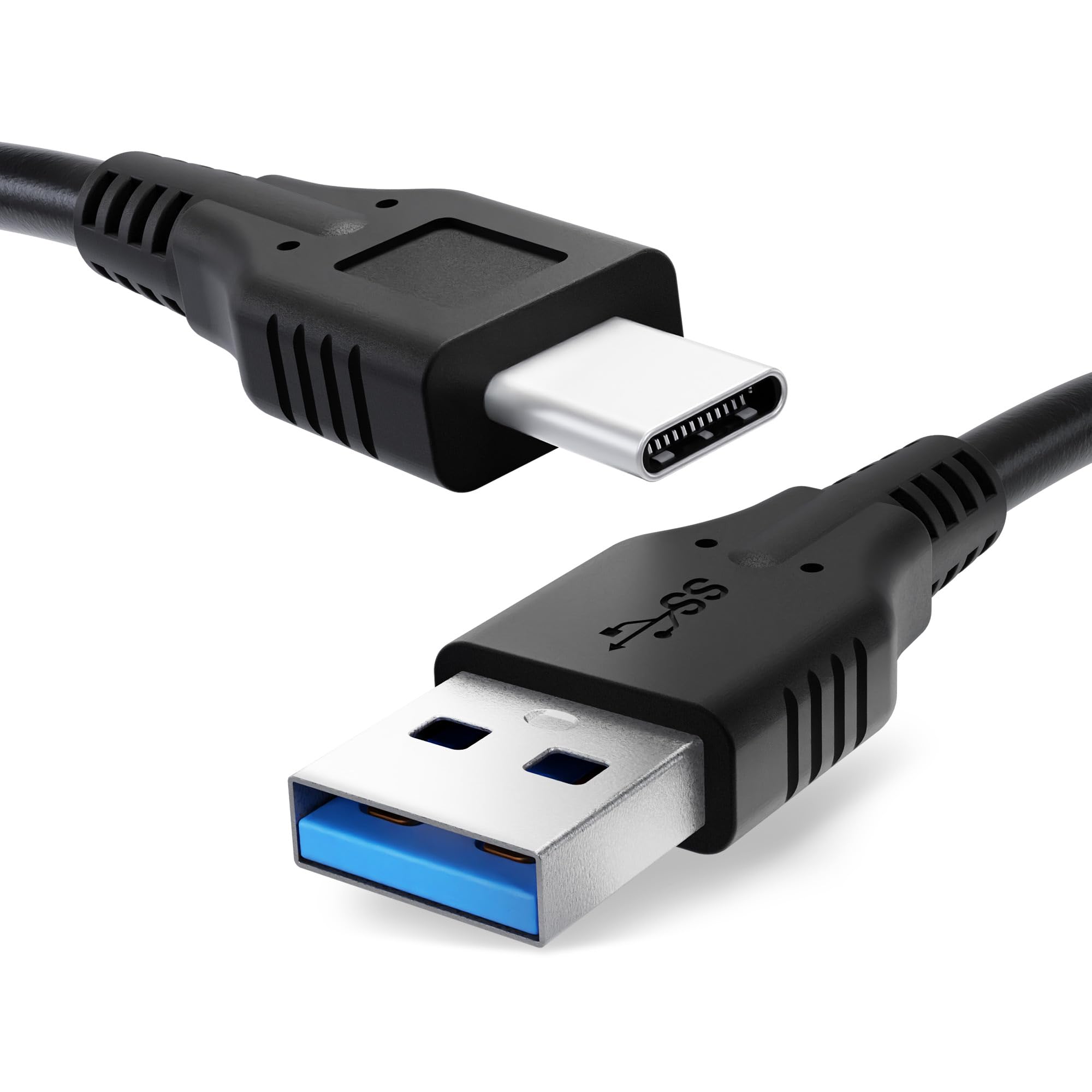 CELLONIC Universal USB-C long tip Type C Cable for Mobile Phones, Tablets, GPS, Speakers – 3A Fast Data Transfer 1m PVC Charging/Charger Lead - Black