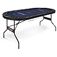 PEXMOR 8 Player Foldable Poker Table, Folding Texas Holdem Blackjack Casino Game Table w/Deeper Stainless Steel Cup Holders| Casino-Grade Felt| Water-Resistant Cushioned Rail, Fully Assembled