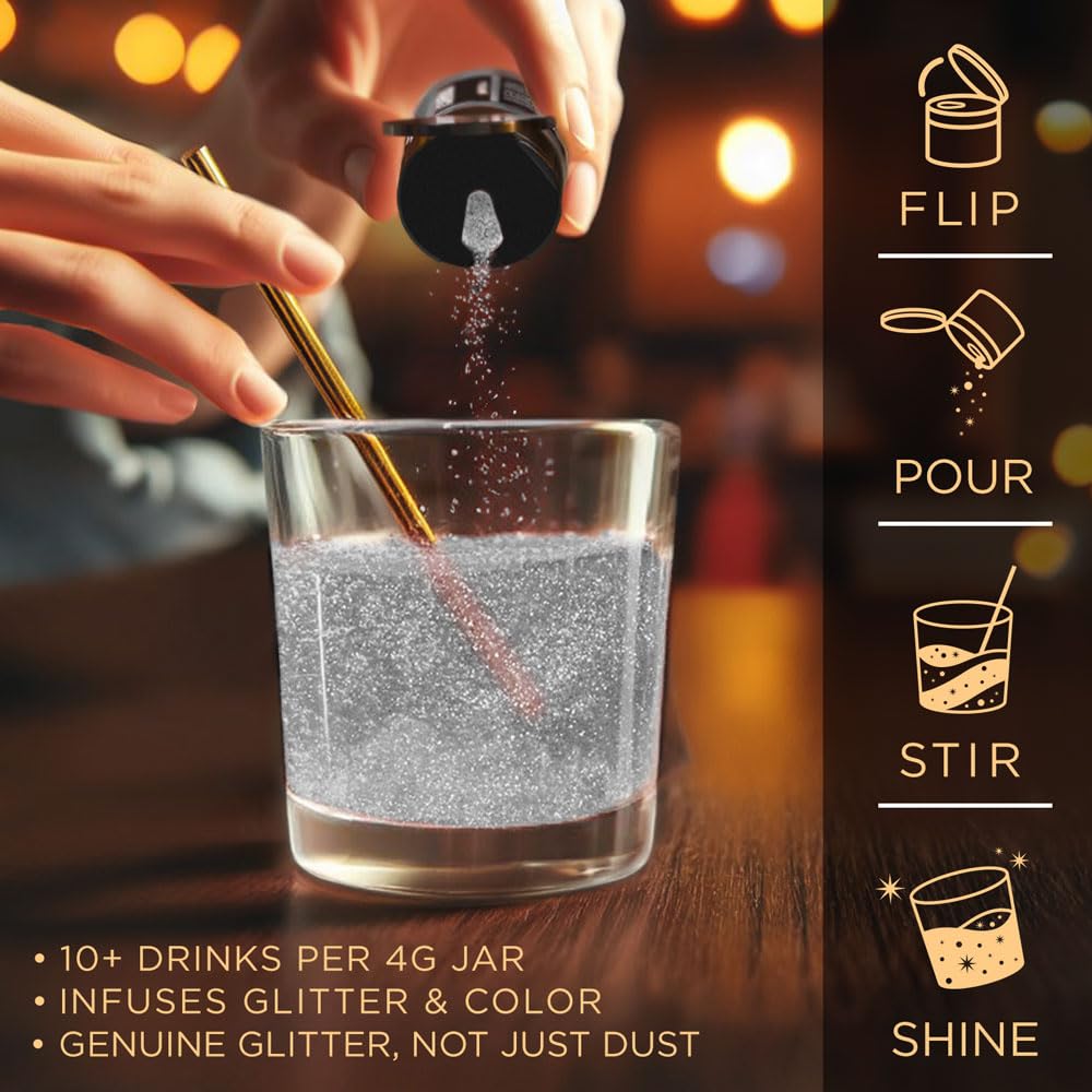 Brew Glitter Clear Edible Drink Glitter 1x 4g Jar for Cocktails, Beer, & Beverages