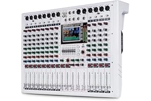Yamnweo GF12PRO Multi-Function 12-Channel Audio Mixer Large LCD Color Screen Stage Performance Mixer Isolated Independent Mute Built-in 7-Stage Equalizer and 99 Reverb DJ Mixer for Performances