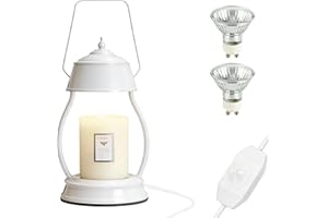 MICOKAY Candle Warmer Lamp With Adjustable Temperature and Fragrance - Thermal Melting Wax Warmer With 2 Bulbs (50W) for Bedr