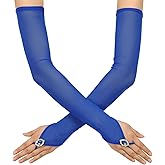 Goiruiya Opera Long Fingerless Gloves for Bridal Wedding Party Costume Stretchy Glove Mesh and Drill Gloves