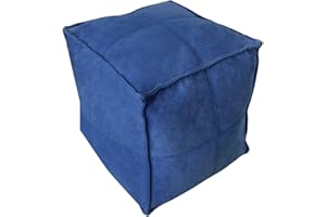 Louis Donné Pouf Cover, Premium Thick Fabric Pouf Ottoman with Storage Solution, Foot Rest for Living Room, Bed Room, Patio, Scratch and Dirt Resistant, Jewel Blue