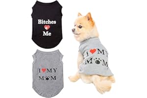 KOOLTAIL Dog T Shirts Pet Vests Dog Clothes with Fashion Printing 2 Pack
