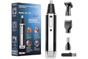 Ginity 2024 USB Rechargeable Nose Hair Trimmer for Men Women,4 in 1 Painless Eyebrow & Facial Hair Trimmer with Powerful Motor and Dual-Edge Blades for Ear & Beard,Easy Cleansing