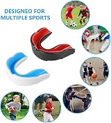 Flintronic 2 Pcs Youth Mouthguard Case Dual-Density EVA Sports Shield Black Red view 7