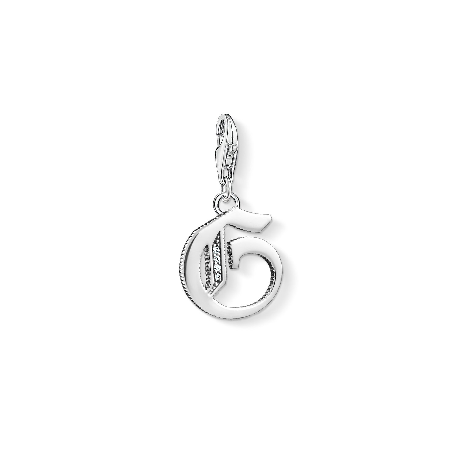 Thomas Sabo Women Charm Pendant Letter A-Z Charm Club Blackened 925 Sterling Silver, Letter G
