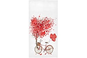 Wamika Love Tree Valentines Day Hand Towels Romantic Bike Heart Balloons Face Towel Soft Thin Guest Towel Portable Kitchen Tea Towels Dish Washcloths Bath Decorations Housewarming Gifts 16 X 30 in