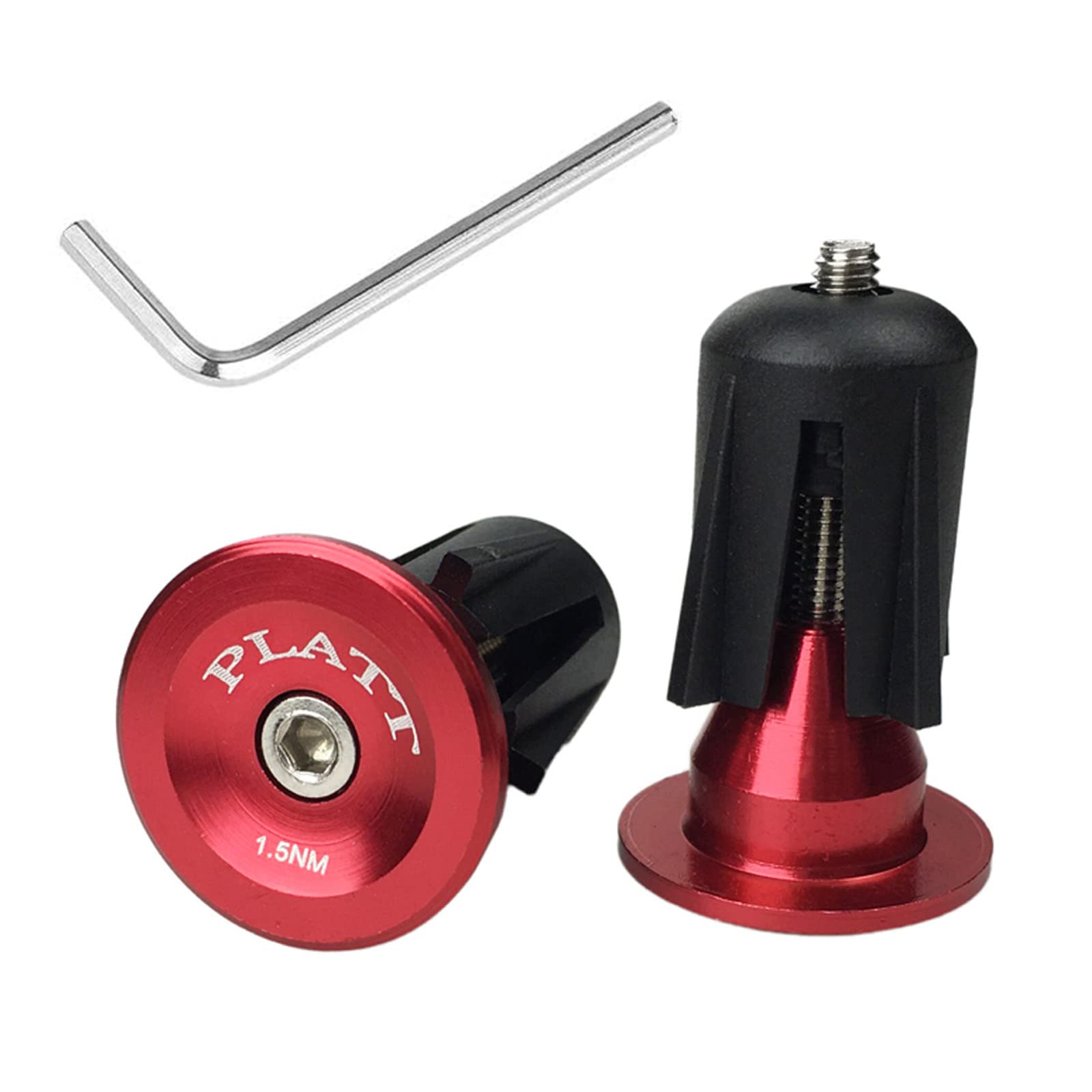 PLATT Bicycle Bar End Plugs Aluminum Bike Handlebar Cap for Road Bike MTB BMX (Red)