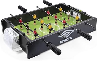 Mini futbolín - Mesa de futbolín para 12 Jugadores - Mesa compacta - Incluye 2 Mini balones - Negra