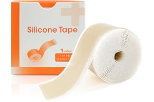 CARBOU Silicone Scar Sheets (1" x 60"Roll), Soft Silicone Scar Tape for Scars Removal, Reusable Easy-Tear Silicone Tape Painless Scar Removal for Surgery, C-section, Burn, Acne, Keloid, Thyroid