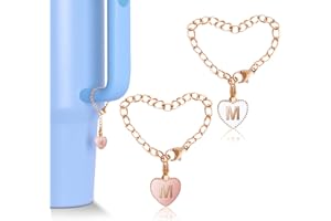 OriJoy Letter Charm Accessories for Stanley Cup, 2PCS Name ID Letter Handle Charm for Stanley/Simple Modern Tumbler, Heart Shape Initial Identification Charms