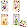 YXCMDCG 12 Pcs Boba Tea Party Bags with Stickers - Boba Tea Party Favors & Decorations