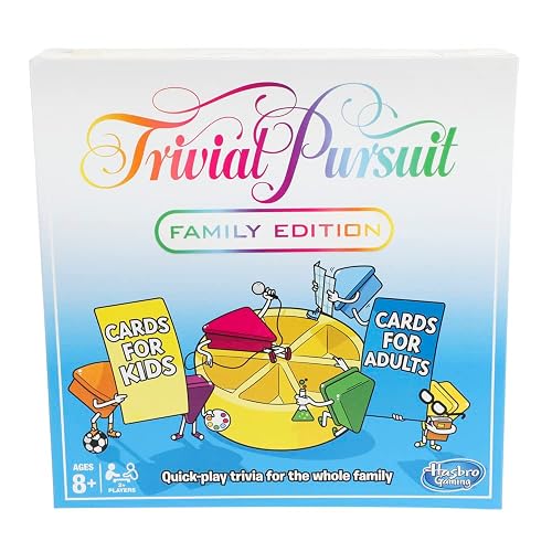 Hasbro Gaming Trivial Pursuit, Family Edition, Trivia Board Game for 2 Players or More, Party Games for 8+ Year Old Boys and Girls