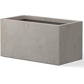 Kante Modern Rectangular Weathered Concrete Planter 23" L 12" H 12" W | Drainage for Outdoor, Rubber Plug for Indoor Home, Al