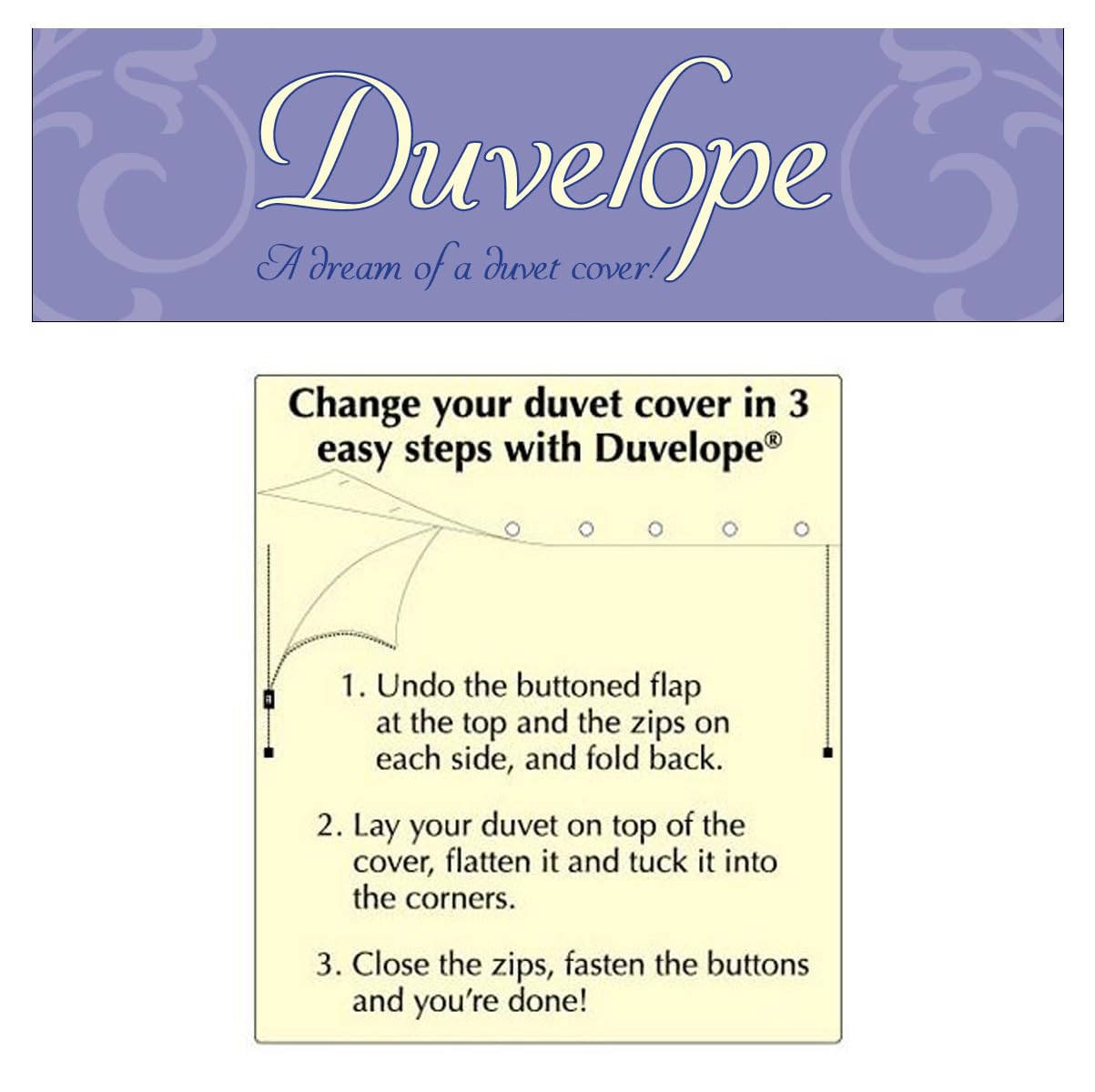 DUVELOPE Easy Fit Duvet Cover Set, Double Size, Patented Centre Opening Design, Easy Insertion, Cream with Embroidered Floral Panel, 2 Pillowcases Included