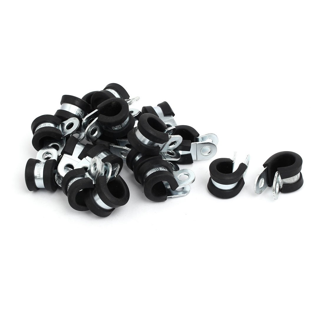 Sourcingmap 12mm Dia Rubber Lined R Shaped Zinc Plated Pipe Clip Cable Clamp 20pcs