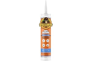 Gorilla 100% Silicone Sealant Caulk Window & Door, 10 Ounce Cartridge, White