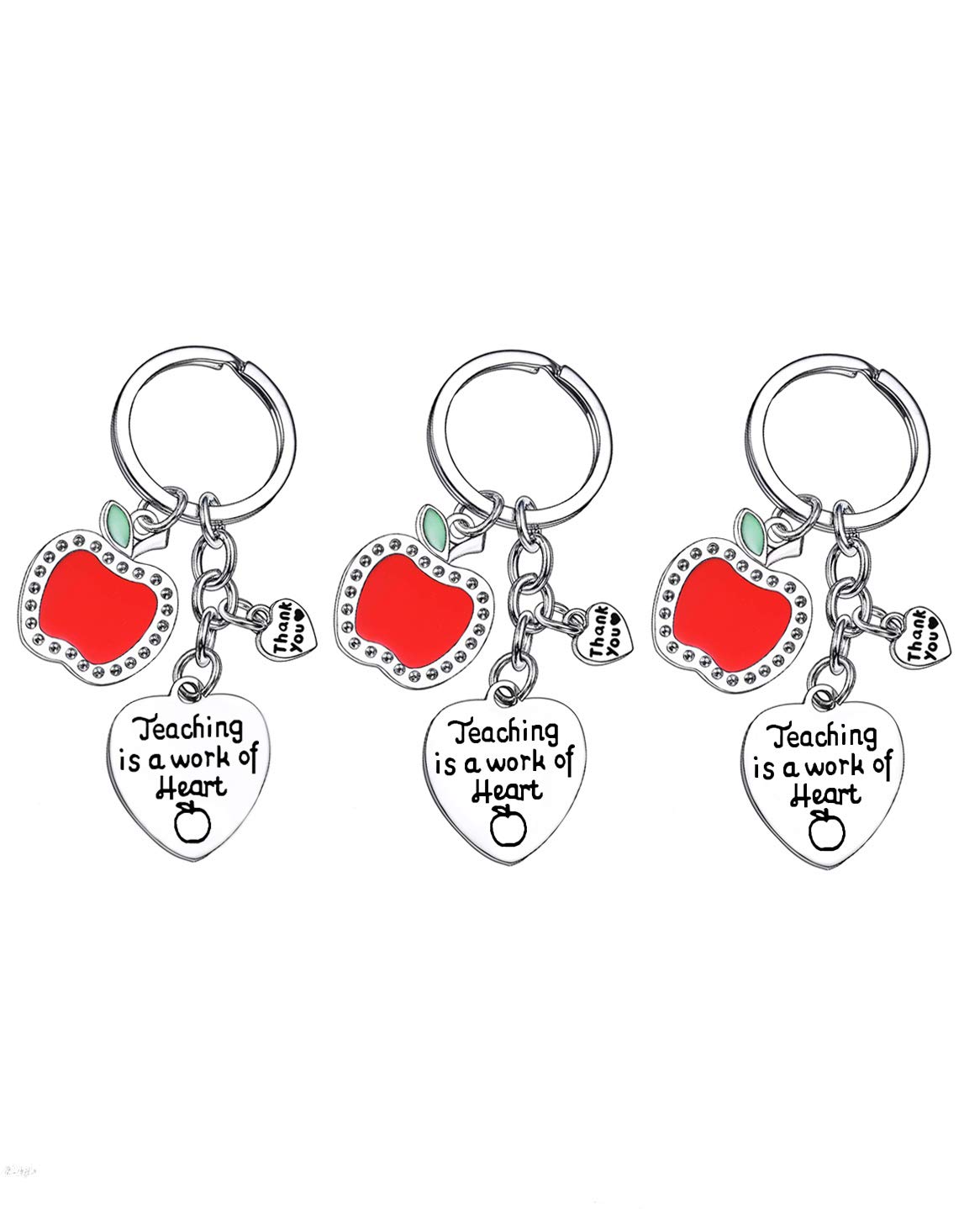 BESPMOSP 3PCs Teacher Keyring Thank You Gifts for Teacher Gifts Teacher's Day Gift for Teacher Birthday Gifts Appreciation Week Gift Graduation Gifts Teaching is a Work of Heart Key Ring