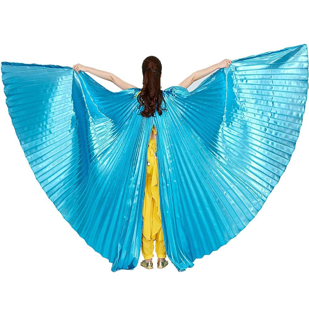 Leemiman Women Belly Dance Opening Wings for Halloween Christmas Party Professional Belly Dance Costume Wings with Sticks (Turquoise)