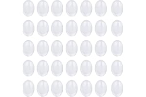 HAUTOCO 72pcs Oval Glass Cabochons 25x18x5mm Flat Back Clear Glass Dome Tiles Cabochon Magnifying Cabs for Cameo Photo Pendant Necklace Jewelry Making