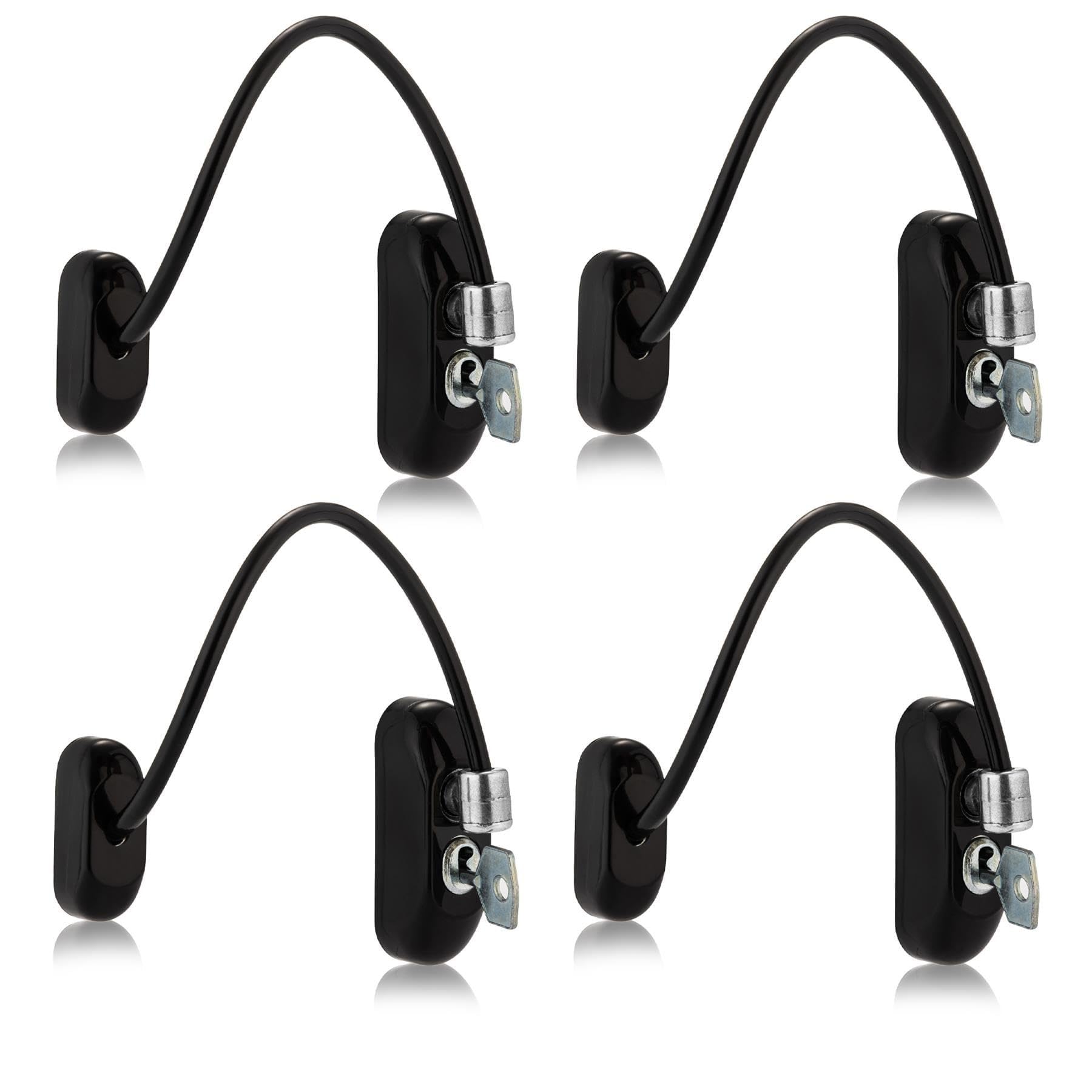 XFORT 4 Pack Viper Key Locking Cable Window Restrictor in Black, Durable Window Safety Lock for Child Safety and Window Security