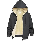 VOHOTO Women's Sherpa Lined Full Zip Hoodie-Ultra Warm Winter Sweatshirt Jacket, Thick Fleece, Drawstring Hood for Daily Wear
