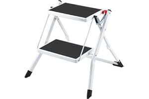 VEVOR Step Ladder 2-Step 330lbs Capacity, Ergonomic Folding Steel Step Stool with Wide Anti-Slip Pedal, Sturdy Step Stool for