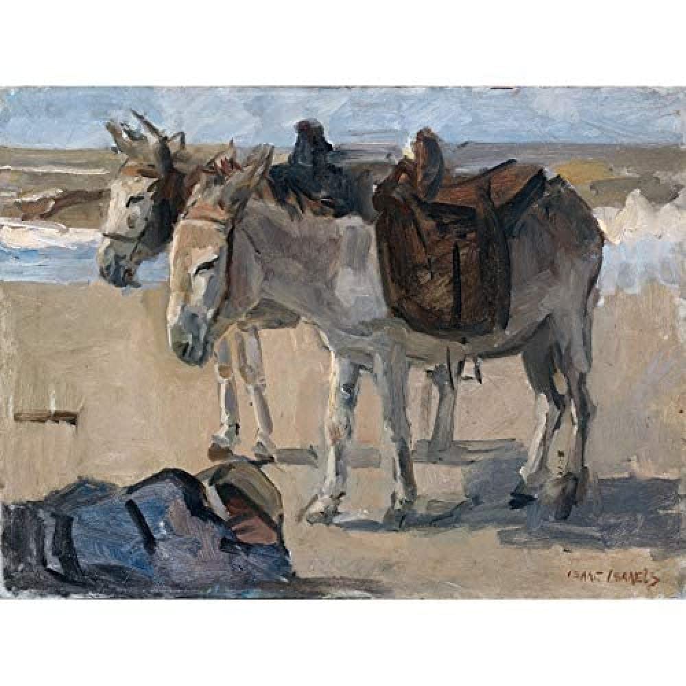 Artery8 Isaac Israels Two Donkeys On Beach Landscape Art Print Canvas Premium Wall Decor Poster Mural