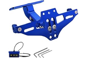 MDPROMCP Universal Motorcycle Fender Eliminator With LED Light CNC Aluminum License Plate Bracket (Blue)