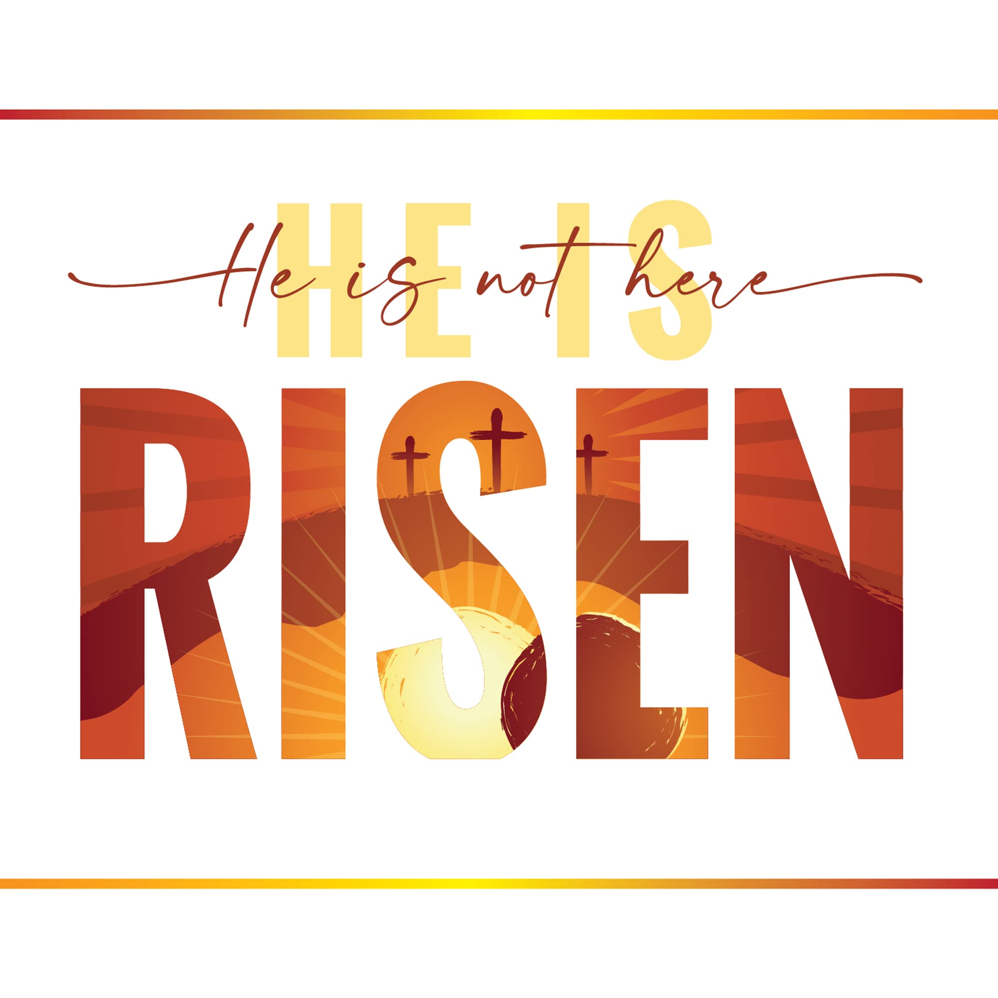 Religious Easter Cards - Risen, He is not here, pack of 5, with white envelopes and Bible verse inside these Christian Easter cards, by Just Cards Direct