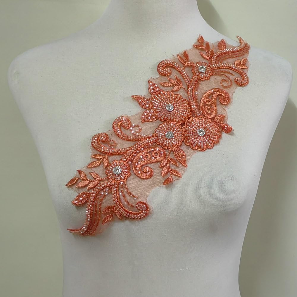 3D Beaded Lace Applique Light Luxury Clothing