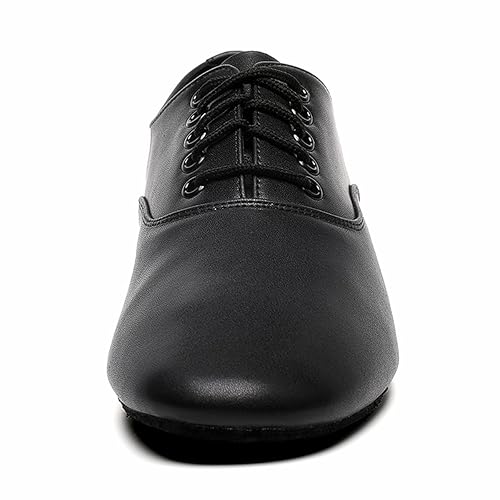 Men's Ballroom Dance Shoes Black Leather Sole Tango Salsa Latin