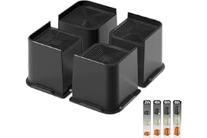 Jeethemy Bed Risers, 4-inch Furniture Risers for Desk/Couch/Sofa/Table and Chair Leg Lifts,Widen and enlarge The design Heavy Duty Set of 4, Supports up to 6600 lbs, 4” Balck