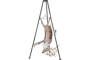 Goplus 600 LBS Tripod Game Stand, Heavy Duty Hunting Deer Stand with Lifting Winch, Pulley System, Adjustable Gambrel, Metal 