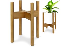 Blvornl 1 Pack Adjustable Plant Stand Indoor, 11.8 in Mid Century Plant Holder, Stable Bamboo Plant Stand for 7-11in Flower Potts (Excluding Potted Plants)