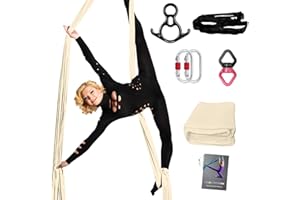 PRIOR FITNESS Aerial Silks Set, Professional Thicker Low Stretch Fabric 9/15/20 Yards Aerial Silk Swing Set with Hardware Guide, Yoga Starter Kit For Home, Aerial Yoga Hammock, Silks for Gymnastics, Antigravity Yoga, Inversion Exercise-All Levels