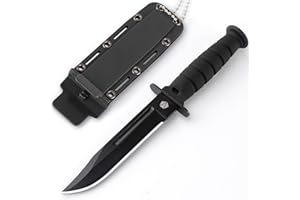 REAT Small Neck Knife,6" Mini Necklace Knife with Sheath,Ergonomic No-Slip Handle,Fixed Blade Knife for EDC,Camping,Hiking,Outdoor (Black)