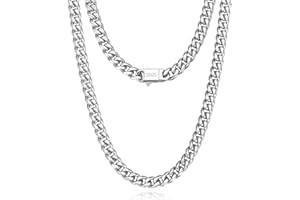 KRZ Silver Cuban Link Chain for Men, 5mm Chains for Men Boys, 316L Stainless Steel Necklace for Men and Women, Birthday Gifts for Him Anniversary Valentine's Day Gifts for Him 16/18/20/22/24 Inch