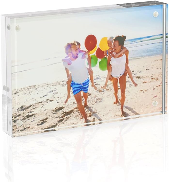 Photo Albums, Frames & Accessories - TWING 5x7 Acrylic Frame for Pictures, Clear Double Sided Acrylic Picture Frame with Microfiber Cloth, Picture Frame 5x7, 12 + 12MM Thickness Magnetic Acrylic Photo Frame Desktop Frameless Display 5x7 Frame Gifts Ideal