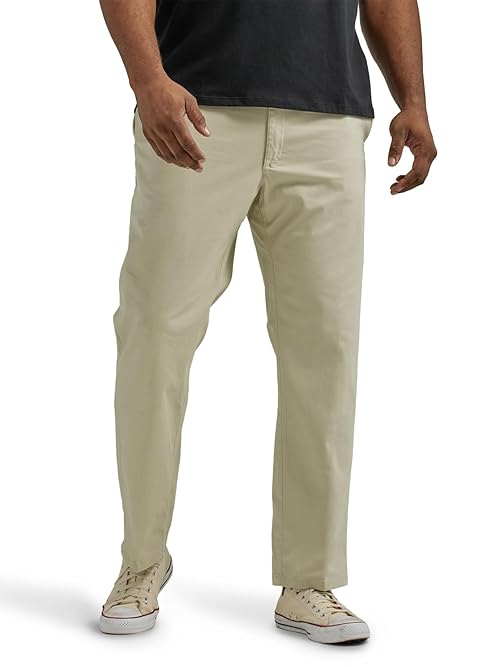 Lee Men's Big & Tall Extreme Motion Flat Front Regular Straight Pant Stone 48W x 32L