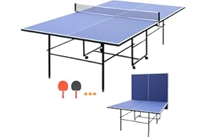 HIMCUP Portable Ping Pong Table, Mid-Size Foldable Table Tennis Table w/Net, 2 Paddles, 3 Balls, Table Tennis Table for Indoor Outdoor, Ping Pong Tablefor Kids Family Holiday Sports