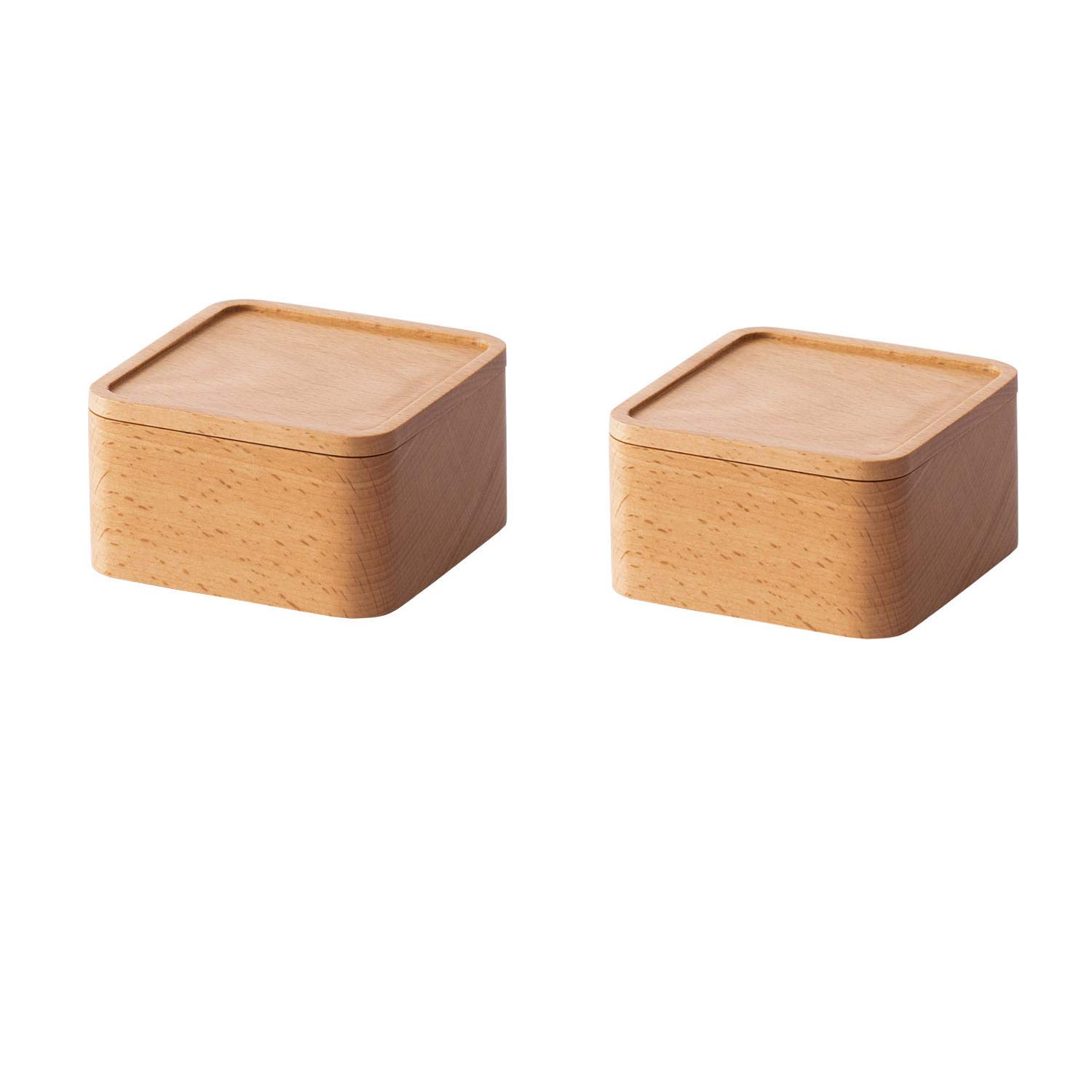 Verve Jelly Small Jewellery Box Organiser,Wooden Jewelry Trinket Box Keepsake Storage Organizer, Decorative Storage Container Wood Craft Gift Case for Necklace, Earrings, Rings, Bracelets,(2 Pack)