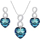 EVER FAITH 925 Sterling Silver CZ Figure 8 Infinity Love Heart Pendant Necklace Earrings Set