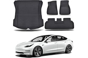 Boekey Tesla Model 3 Floor Mats - TPE All-Weather Waterproof Tesla Model 3 Accessories for 2024 2023 2022 2021 Upgraded Odorless Durable Rear Trunk Mat Floor Liners Model 3 Interior Tesla Accessories