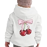 Tuislay Cute Cherry Hoodie For Girls Bow Graphic Hoodies Kids Long Sleeve Hooded Sweatshirt Preppy Coquette Clothes Pullover(White,10 Years)