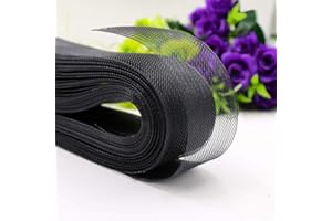 Teemico 50 Yards Stiff Polyester Horsehair Braid for Polyester Boning Sewing Wedding Dress Dance Formal Dress Accessories (Black, 2 inch)